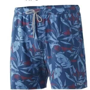Huk Mens Pursuit Ocean Palm Volley Bathing Suit Swim Shorts XXL
